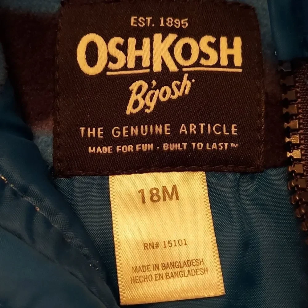 Oshkosh Blue Hooded Puffer Coat 18M